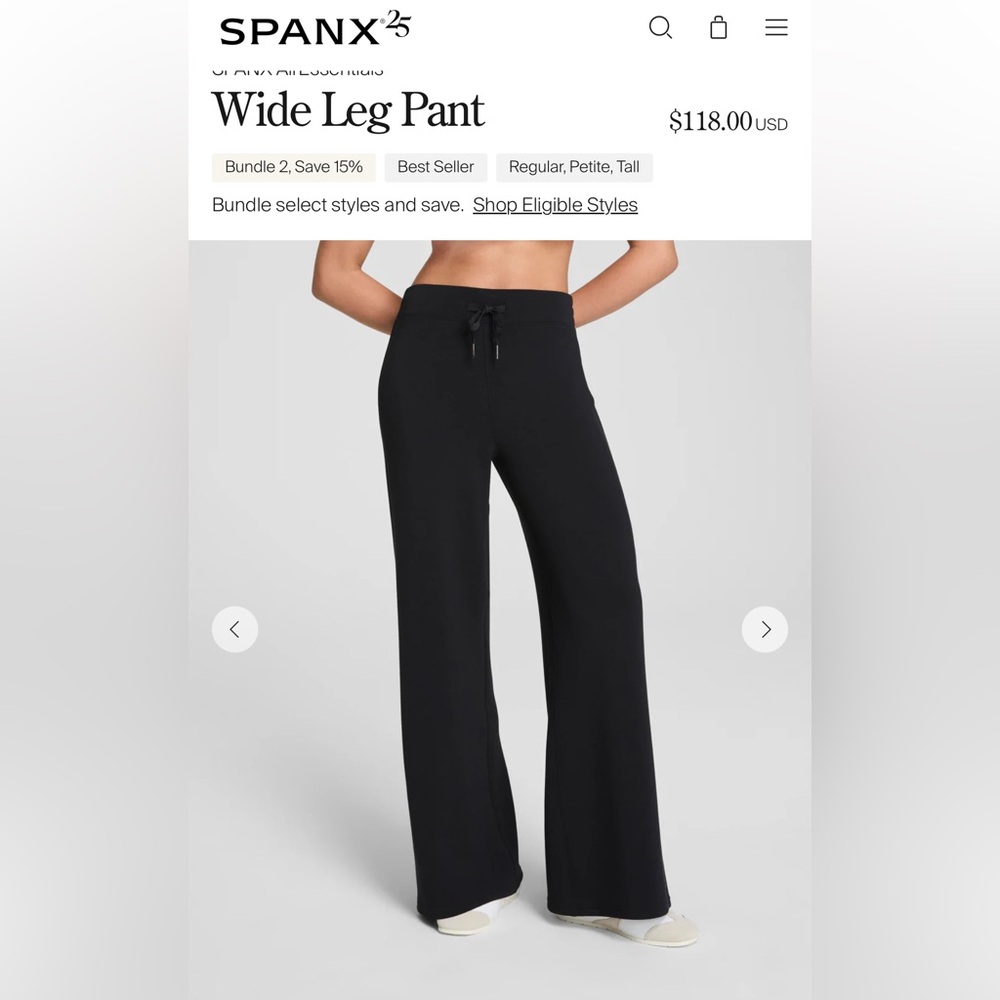 SPANX Women's Black Wide Leg Pants